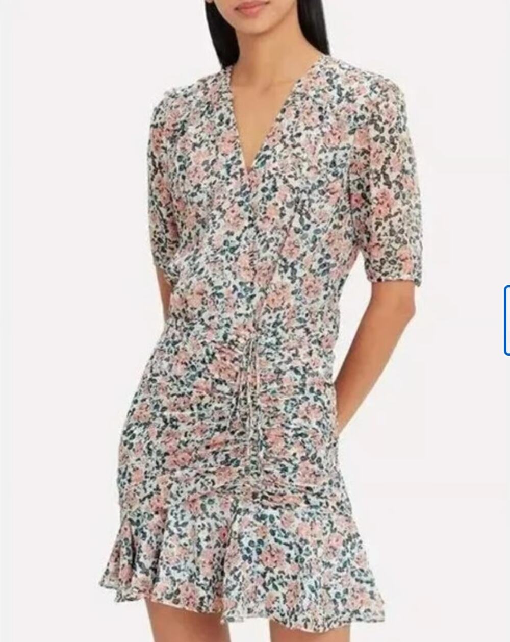 Veronica Beard Dakota Ruched Floral Silk Mini Dress Size 4 Small